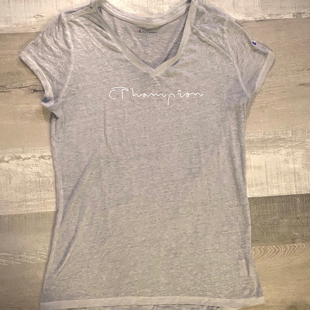 Grey Champion V neck Tee-Large